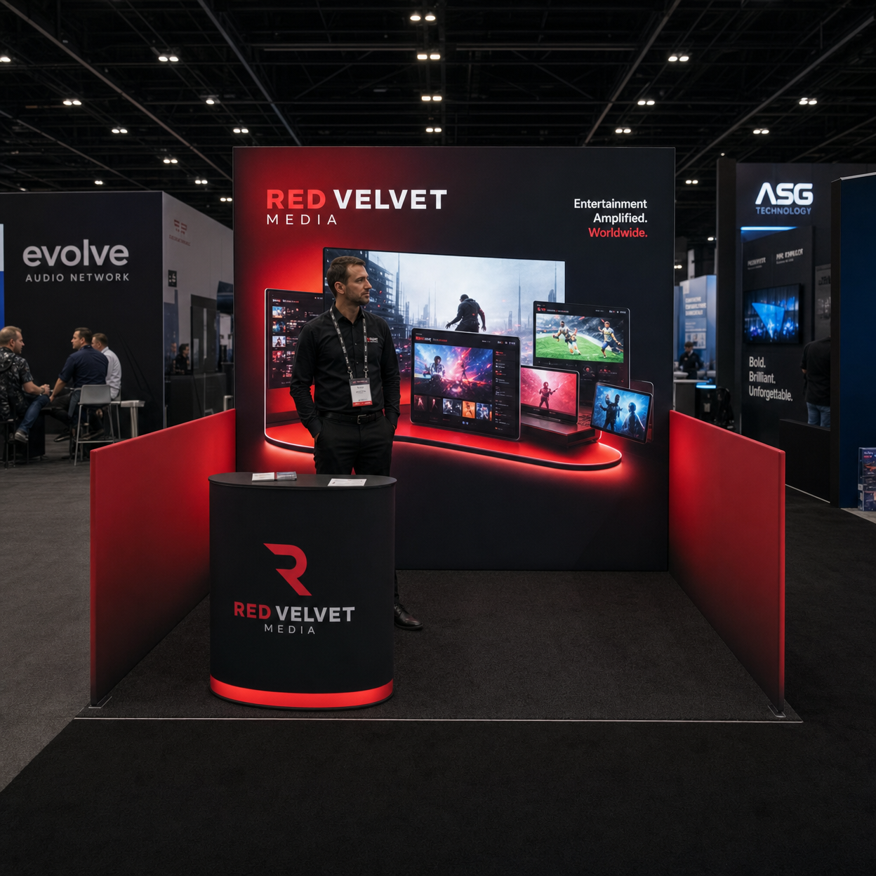 10x10 LED Backwall Exhibit for NAB Technology Companies - LED exhibit thumbnail