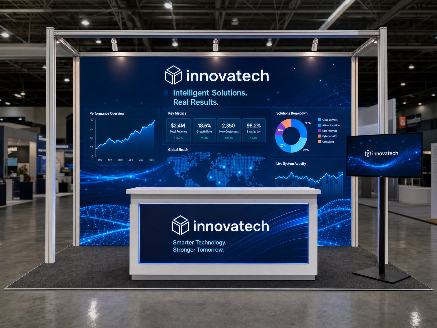 10x20 Immersive LED Exhibit for NAB Technology Companies - LED trade show exhibit rental