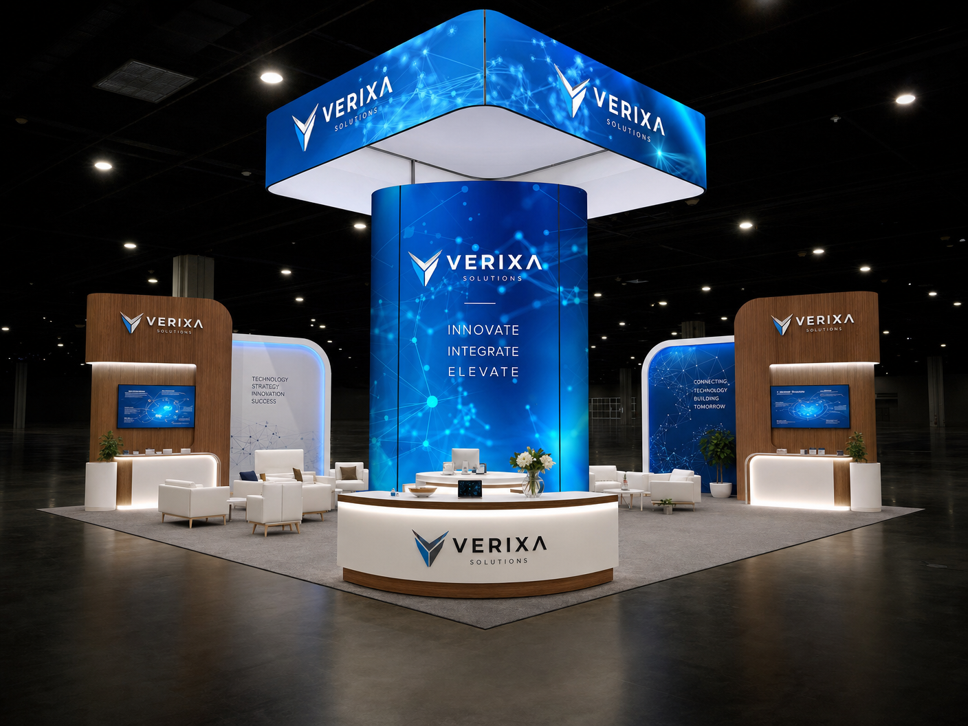 LED counter exhibit rental - ISC West 20x30 LED Display Exhibit for Technology Companies
