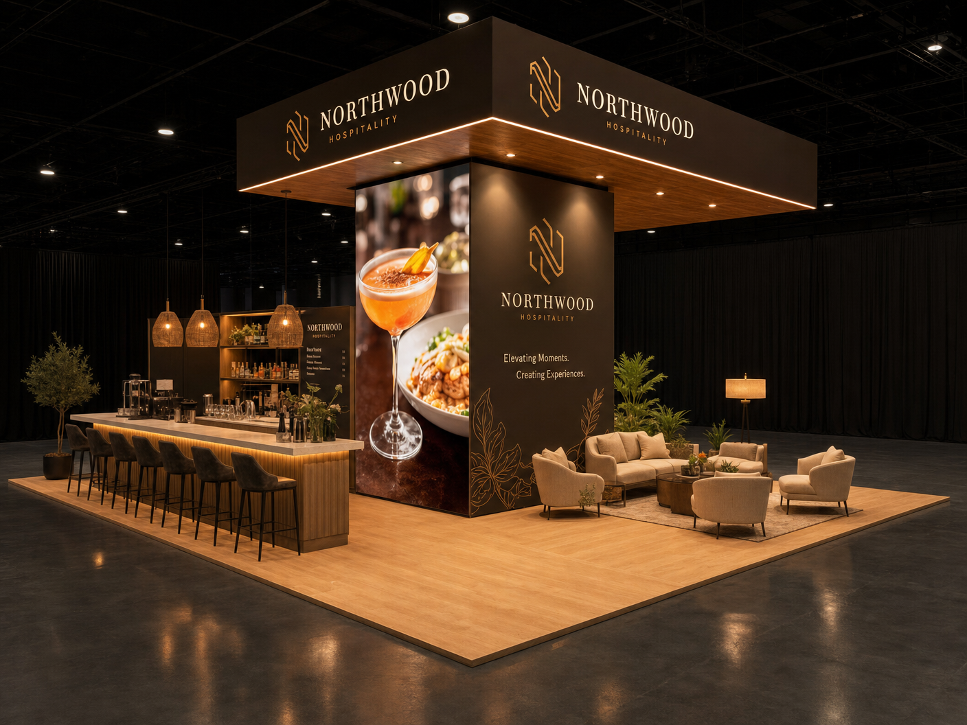 20x20 LED exhibit exhibit rental - HD Expo 20x20 LED Video Wall Exhibit for Hospitality Brands