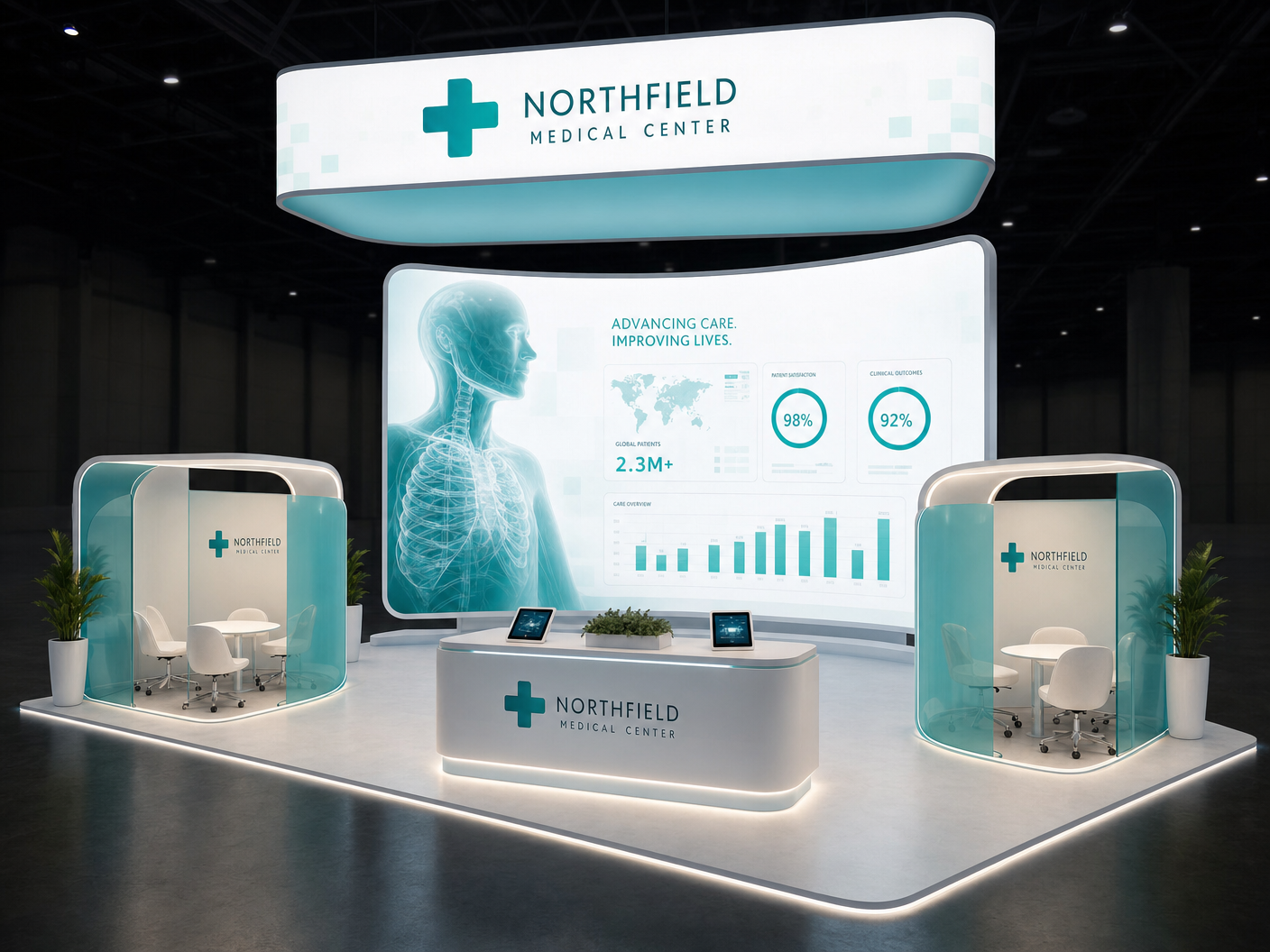 20x20 Interactive LED Exhibit for RSNA Healthcare Innovators - LED trade show exhibit rental