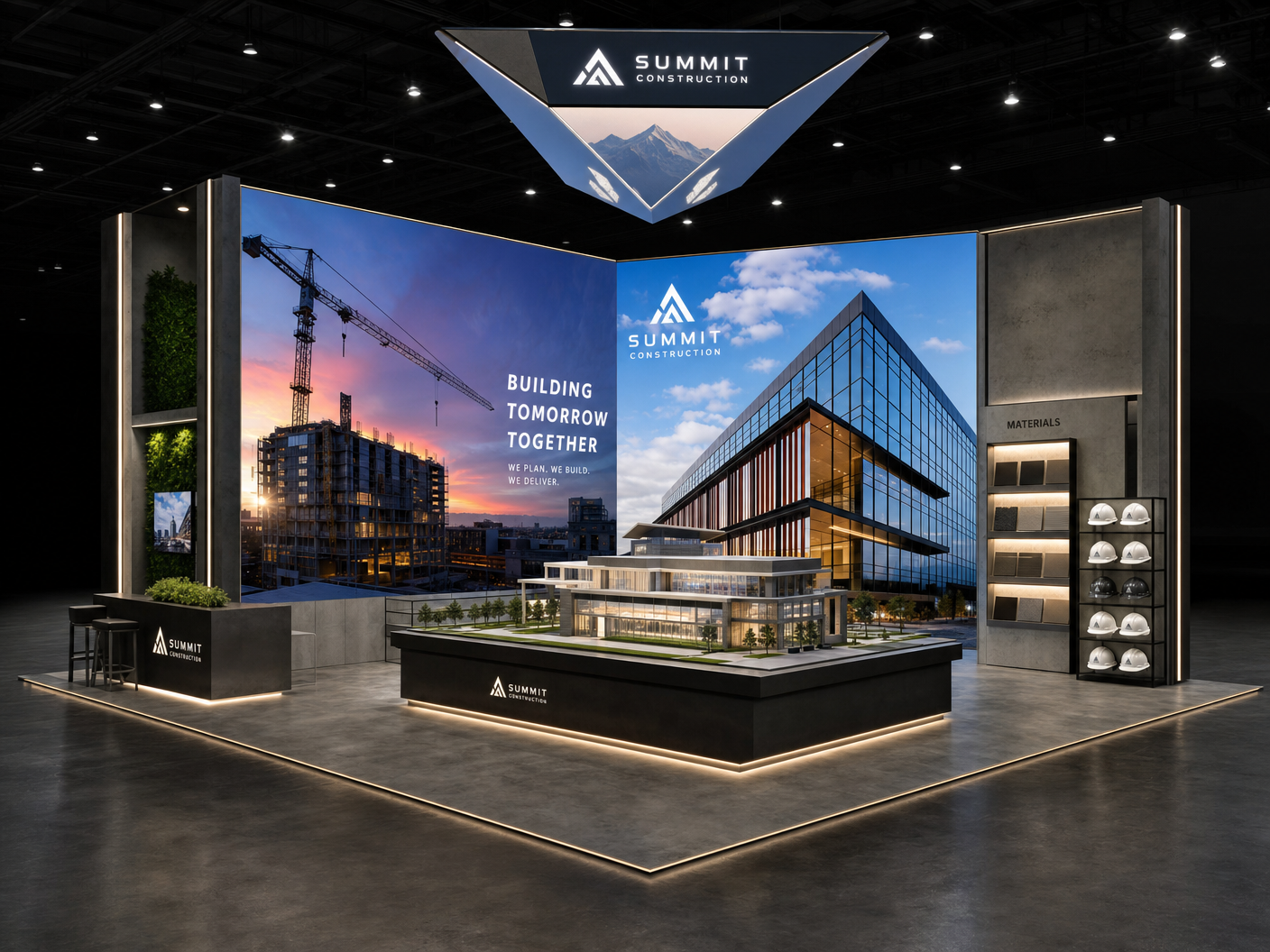 LED edge lighting exhibit rental - AIA Conference 20x20 LED Display Exhibit – Design Firms