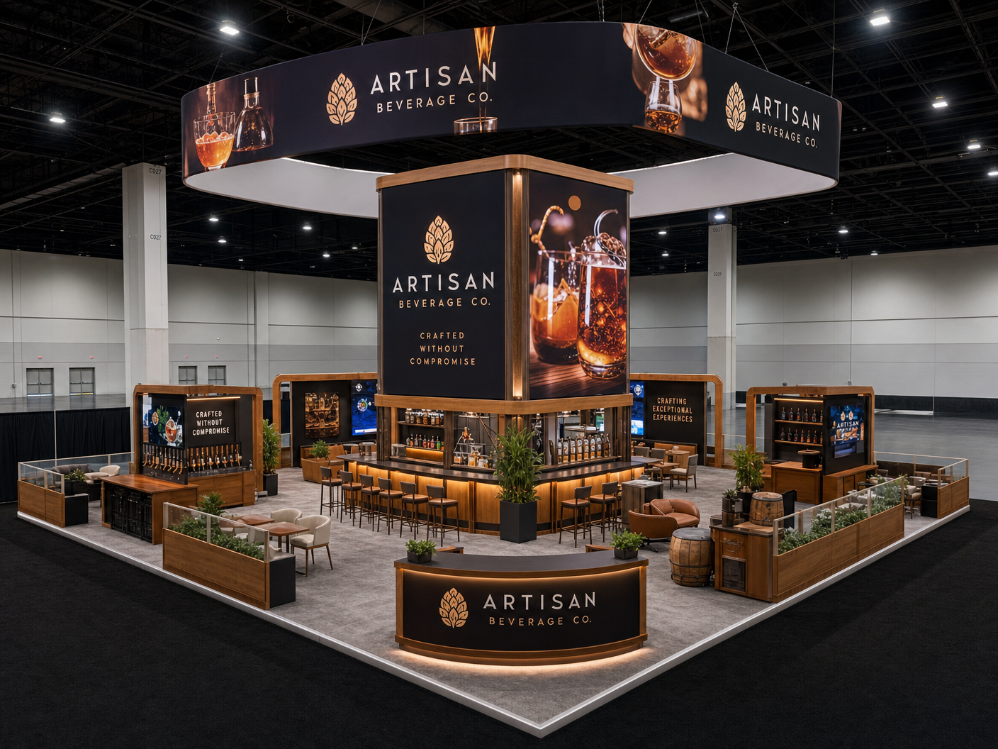 SupplySide West 20x40 LED Technology Exhibit for Beverage Brands - LED trade show exhibit rental