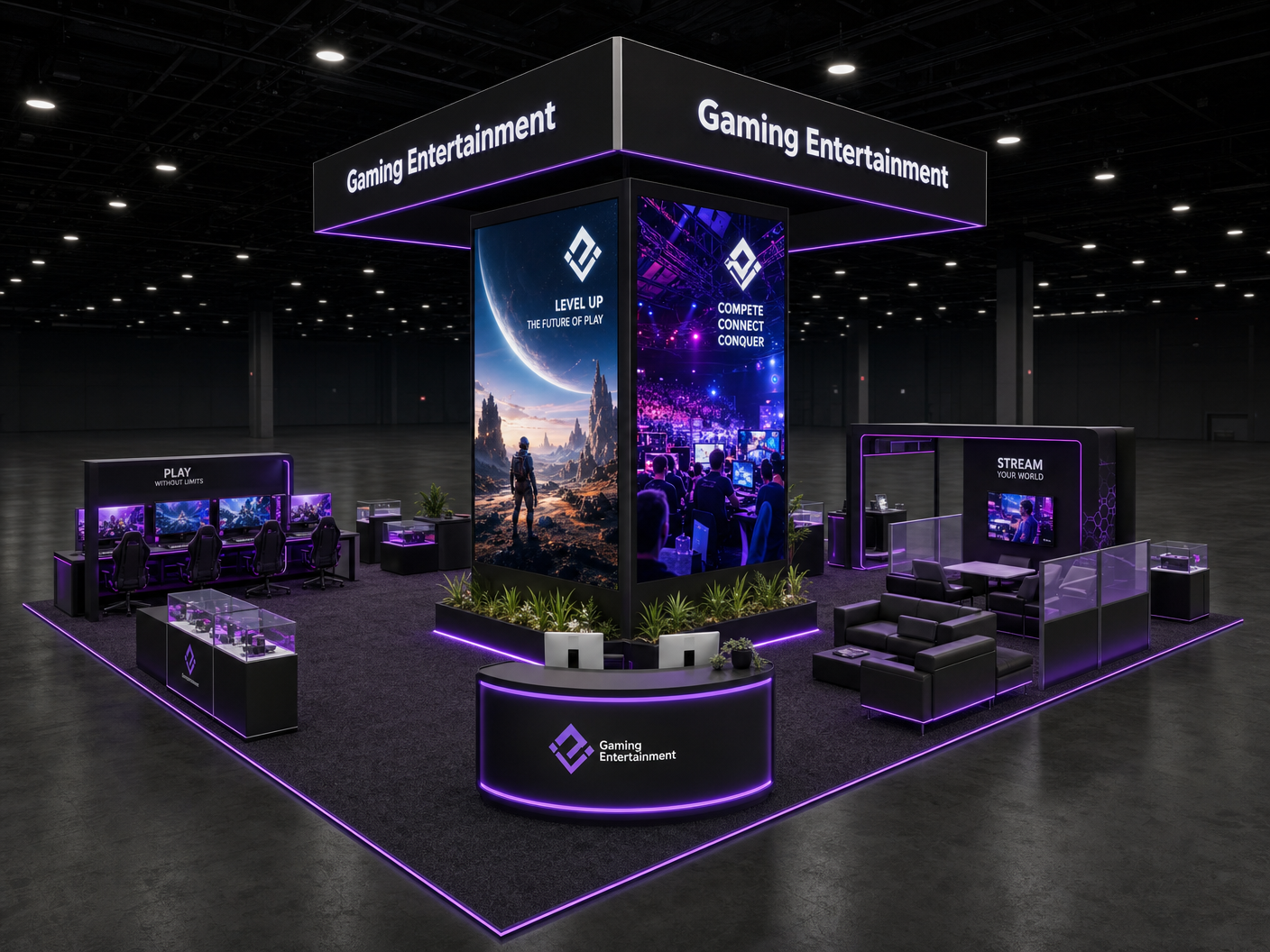 20x40 LED trade show exhibit rental - LED video wall exhibit for conventions in Orlando and Las Vegas