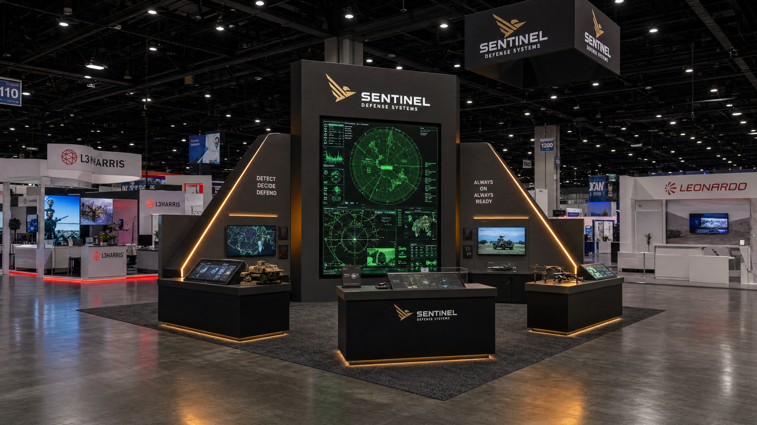 20x30 LED Display Exhibit for SHOT Show Defense Contractors - LED trade show exhibit rental