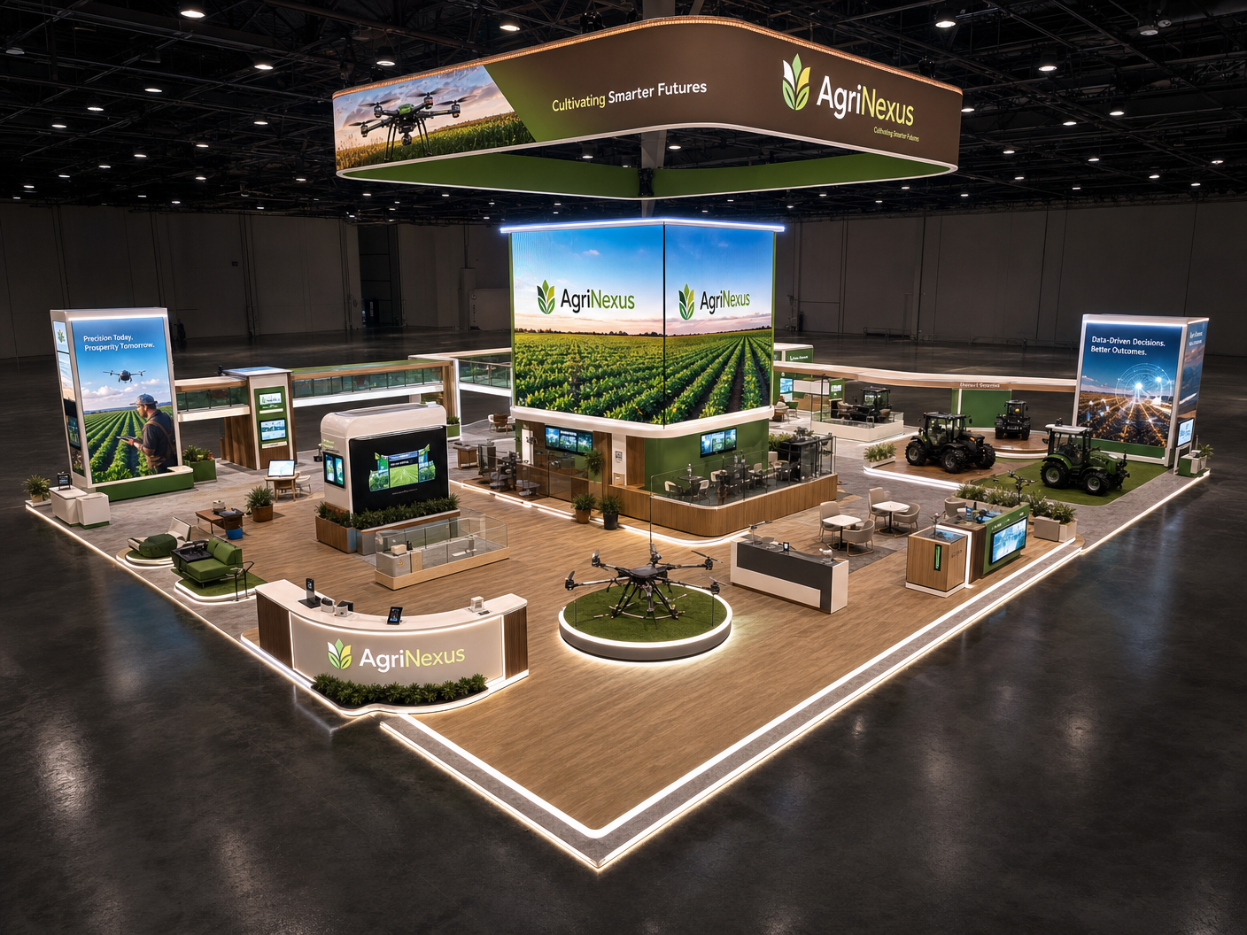 SIMA LED Panel Exhibit – 50x50 AgTech Brands - LED trade show exhibit rental