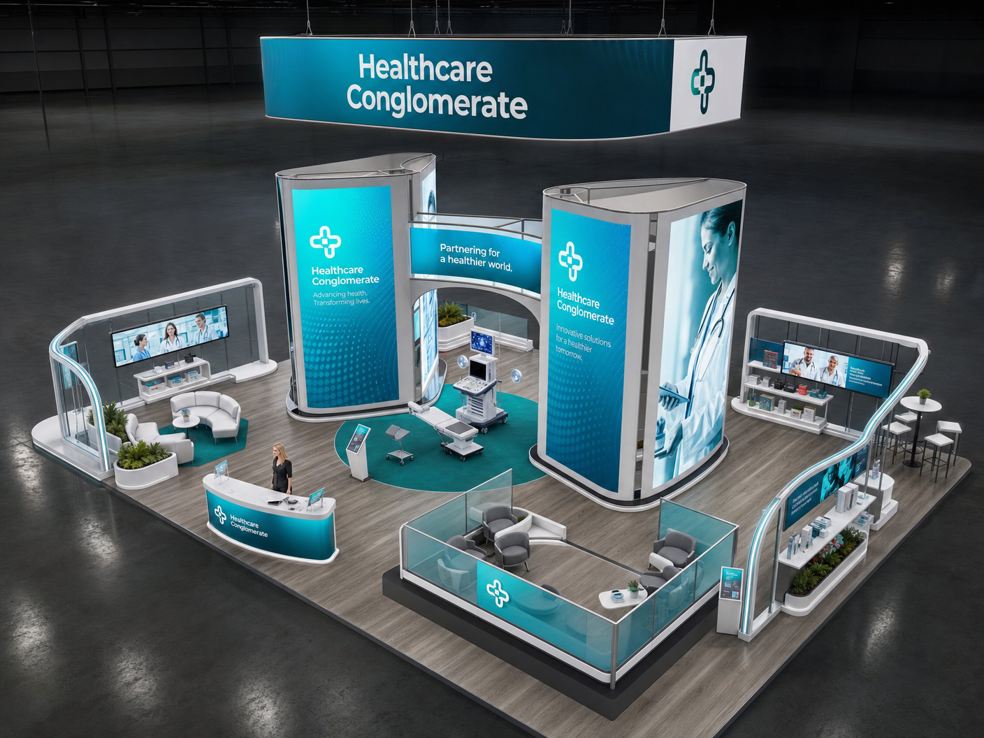 ASCO LED Video Wall Exhibit – 50x50 Healthcare Innovators - LED exhibit thumbnail