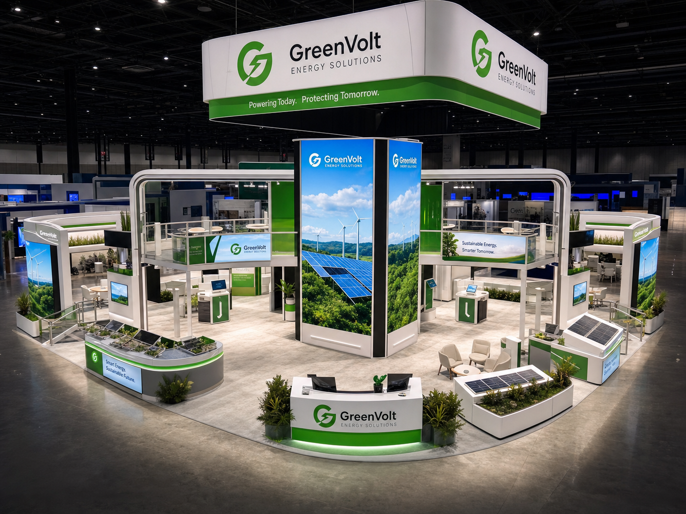 CERAWeek 50x50 LED Video Wall Exhibit for Energy Companies - LED trade show exhibit rental
