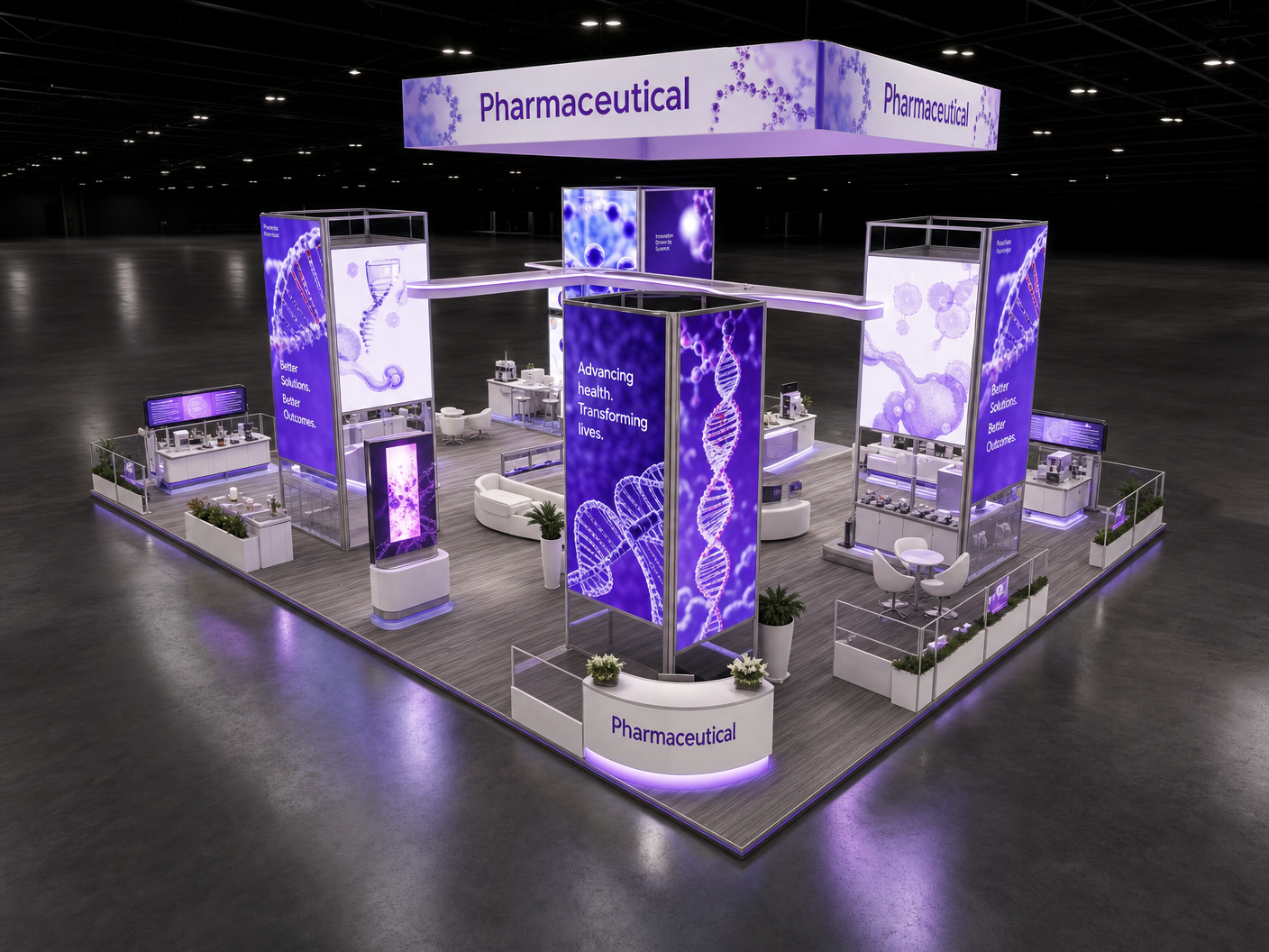 BIO International LED Display Exhibit – 50x50 Pharma Companies - LED trade show exhibit rental