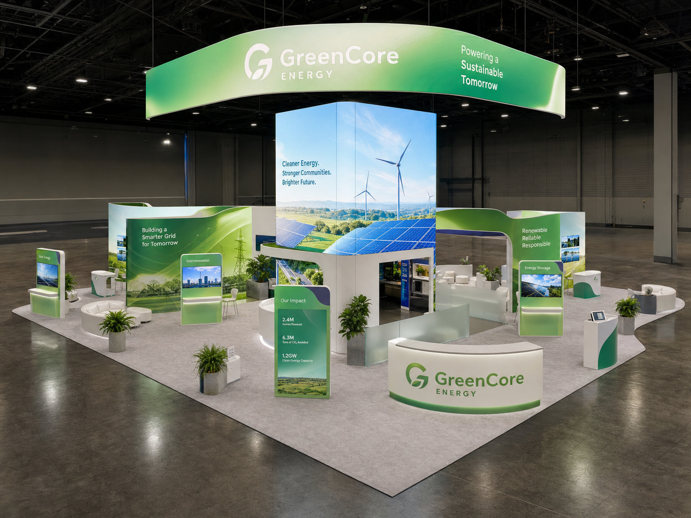 HIMSS 30x40 LED Video Wall Exhibit – Healthcare Companies - LED trade show exhibit rental