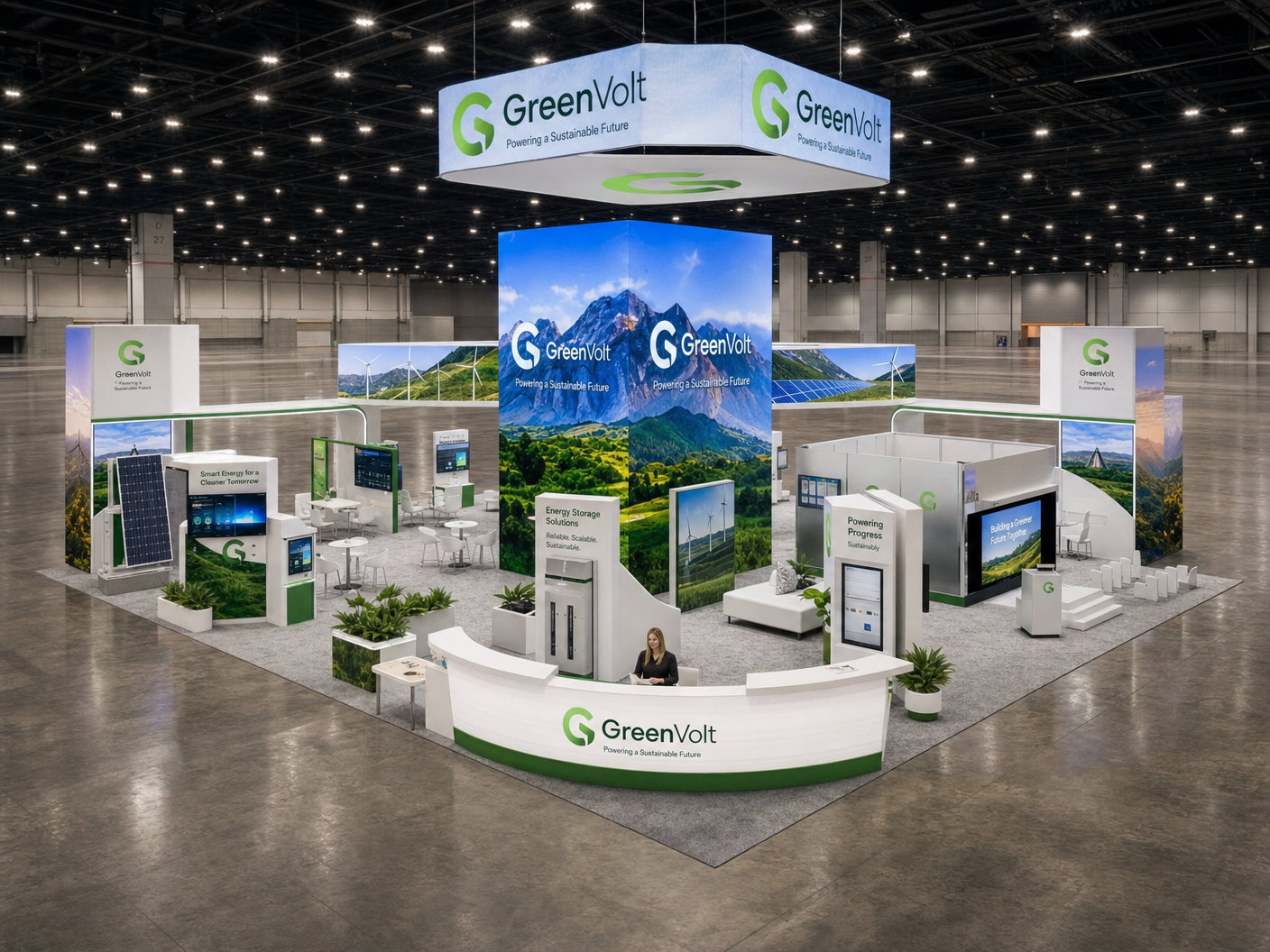 Solar Power International 40x40 LED Trade Show Exhibit for Solar Companies - LED trade show exhibit rental