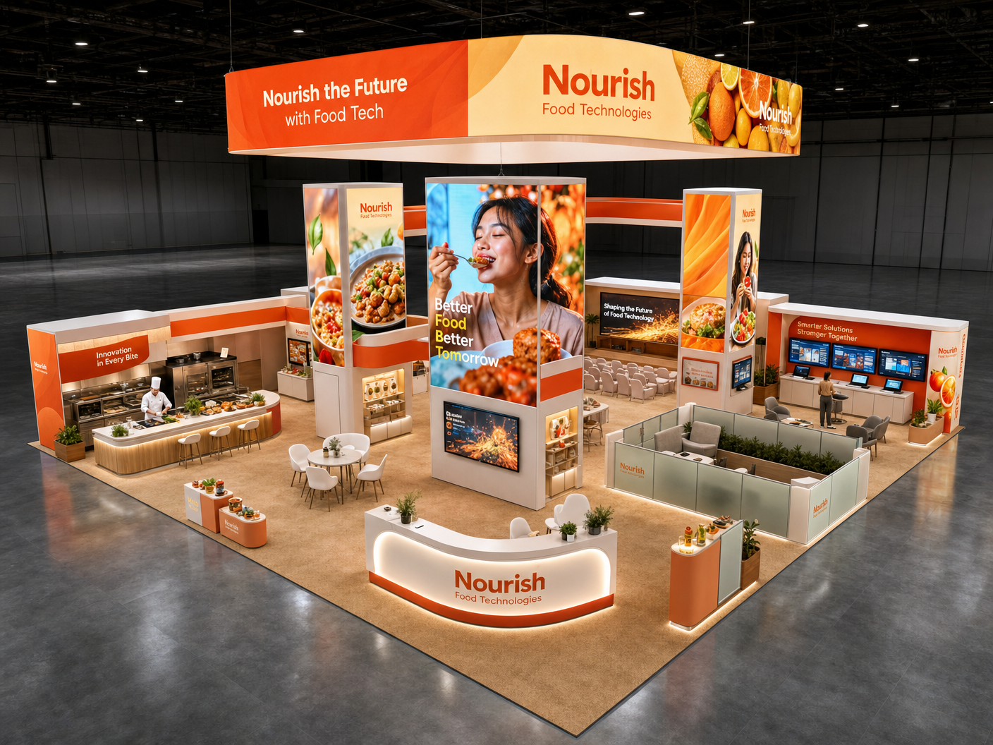 Natural Products Expo 40x40 LED Backwall Exhibit for Food & Beverage Brands - LED trade show exhibit rental
