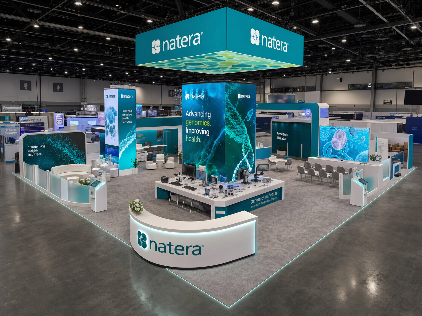 40x40 Immersive LED Exhibit for ASCO Biotech Firms - LED trade show exhibit rental