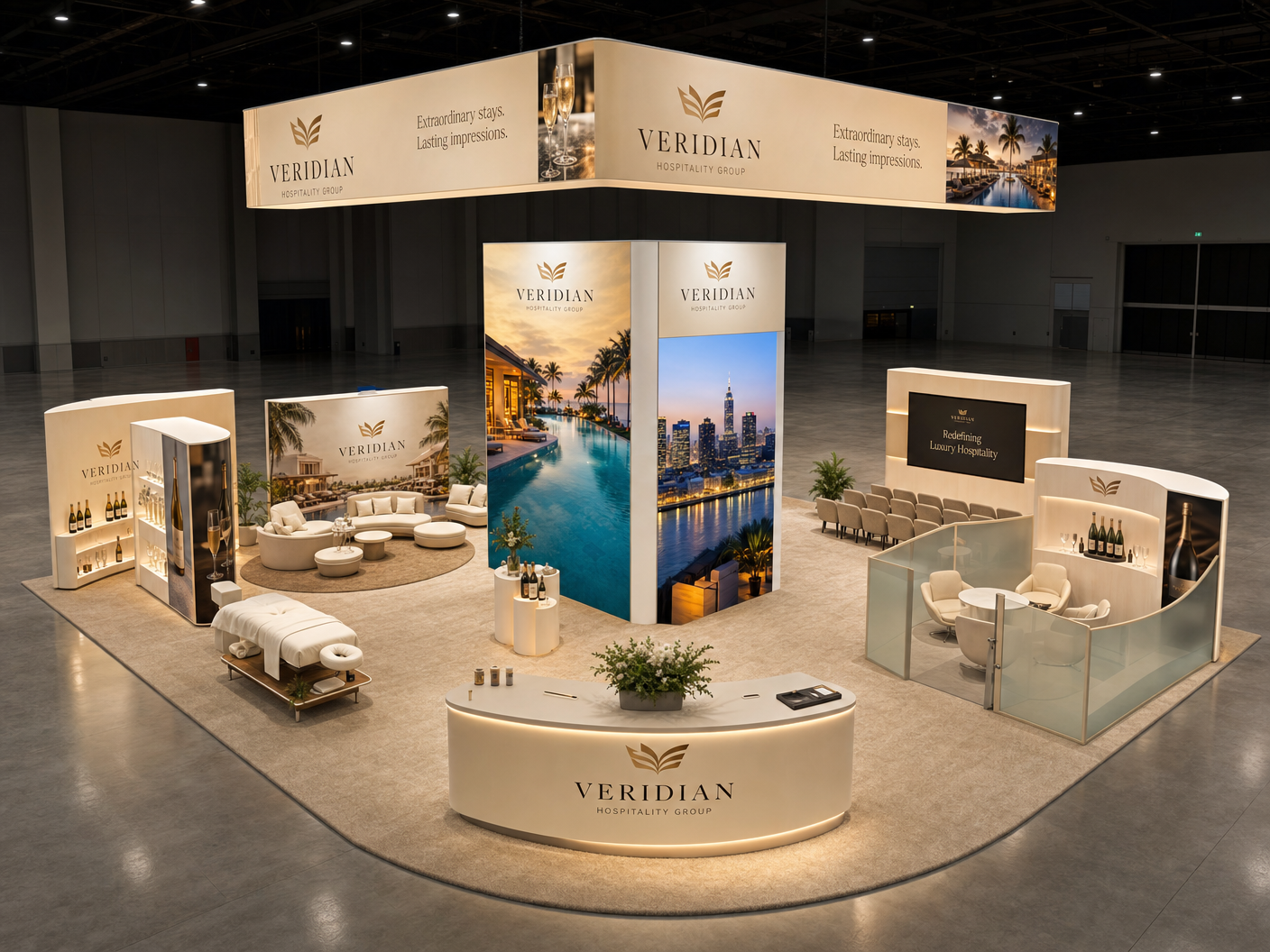 HITEC LED Technology Exhibit – 40x40 Hospitality Brands - LED trade show exhibit rental