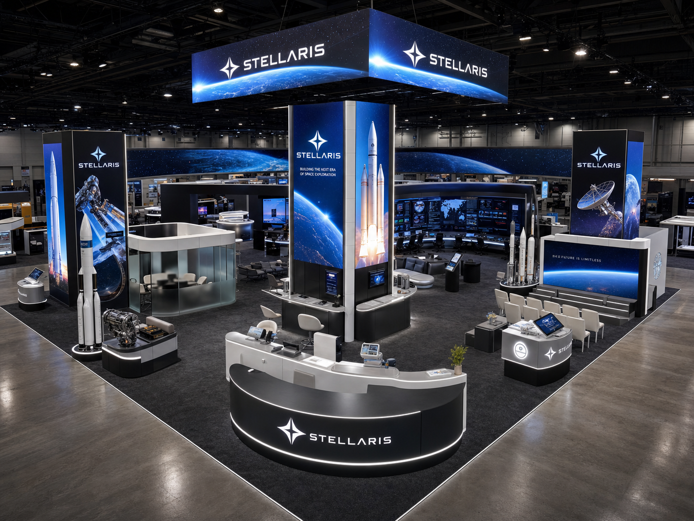 40x40 LED Trade Show Exhibit for I/ITSEC Aerospace Firms - LED exhibit thumbnail