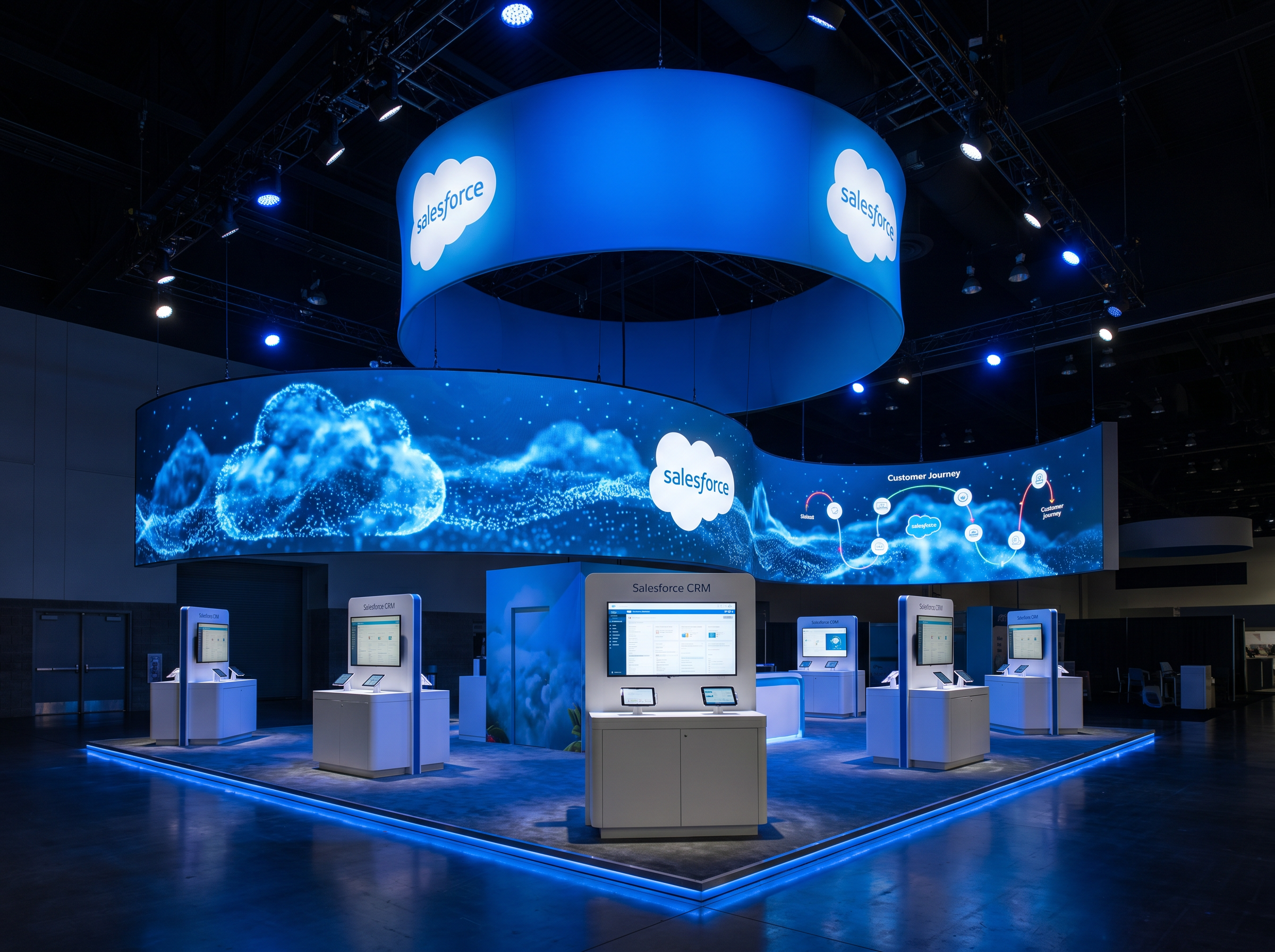 NBAA Immersive LED Exhibit – 30x30 Technology Companies - LED trade show exhibit rental